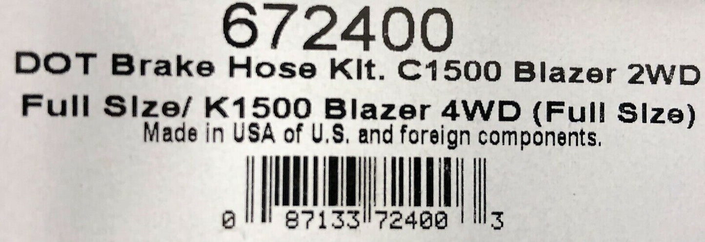 Russell 672400 Stainless Steel  Brake Hose Line Kit 1992-99 Blazer Yukon Tahoe