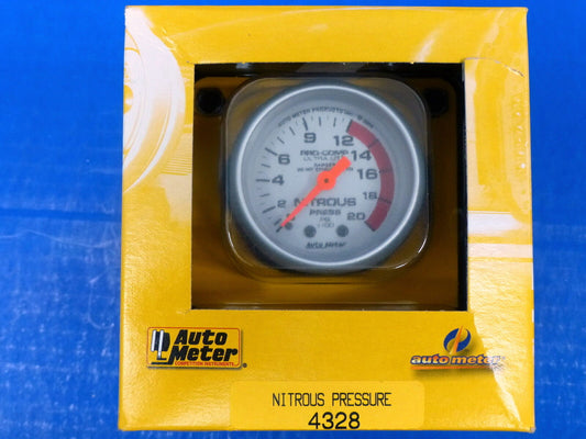 Auto Meter 4328 Ultra Lite Nitrous Pressure Gauge NOS 0-2000 PSI Mechanical