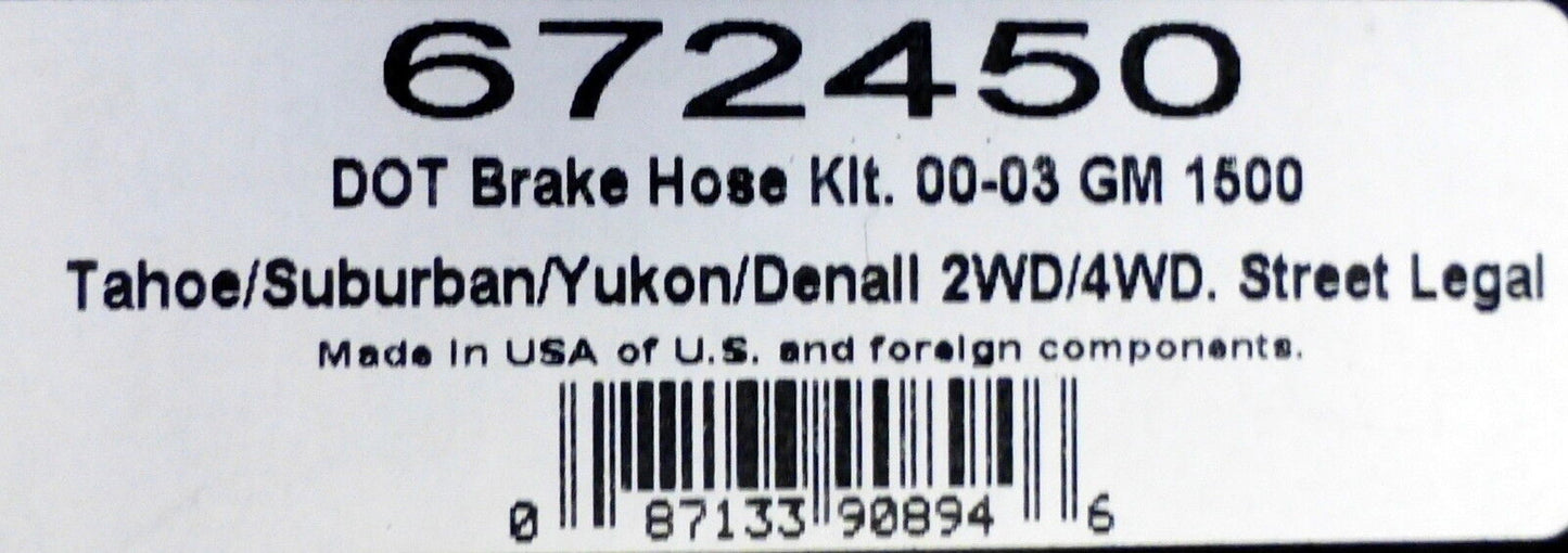 Russell 672450 SS Brake Hose Kit 2000-06 Yukon Suburban Tahoe Denali 1500