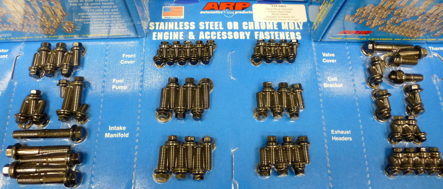 ARP 534-9801 Chevy Small Block Engine Accessory Bolt Kit Black Oxide Hex Head