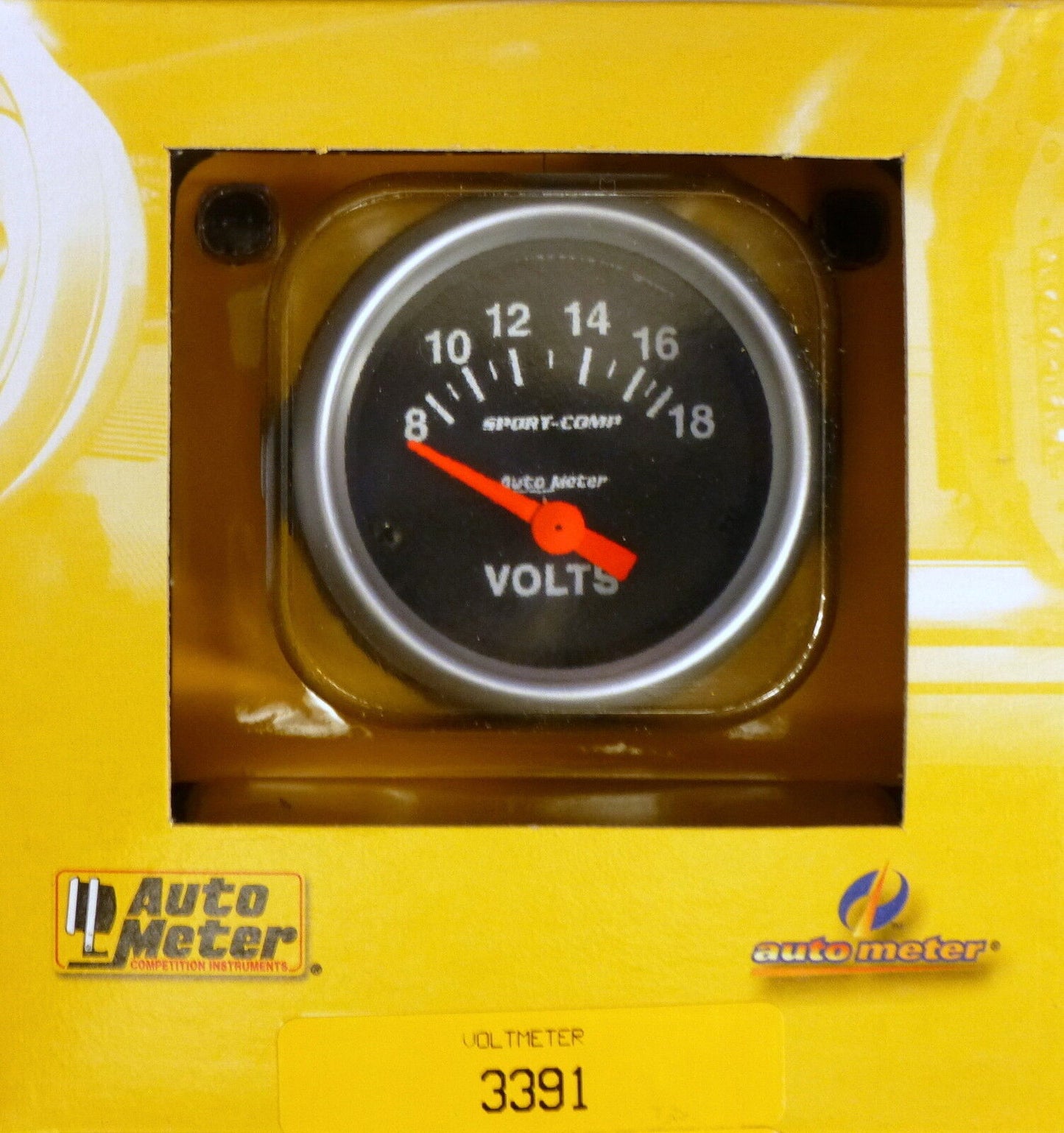 Auto Meter 3391 Sport Comp Voltmeter Volt Meter Gauge  2 1/16 8 - 18 Volts