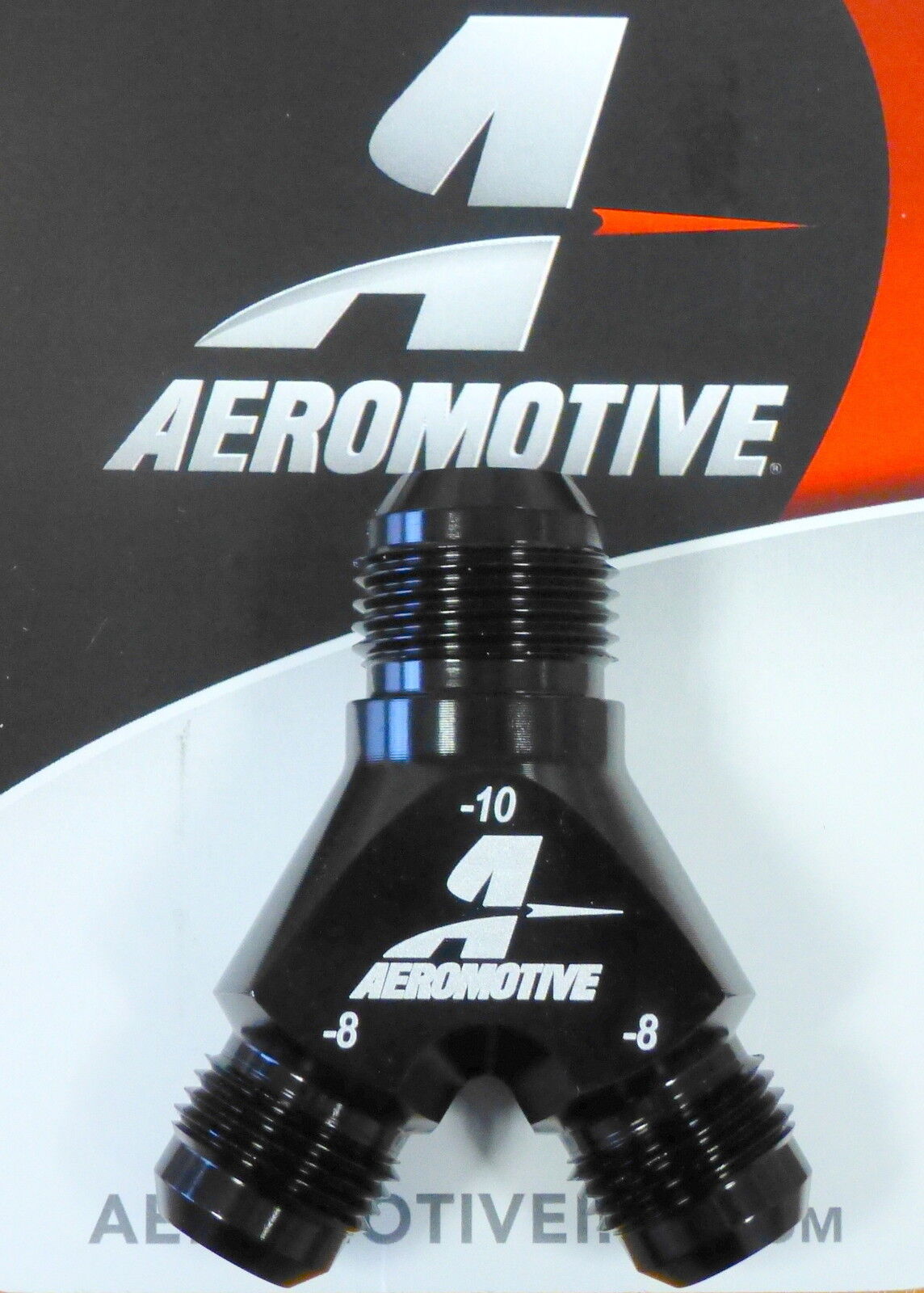 Aeromotive Fuel System 15675 Y-Block Y Fitting  AN -10 In to 2x AN -8 Out  Black