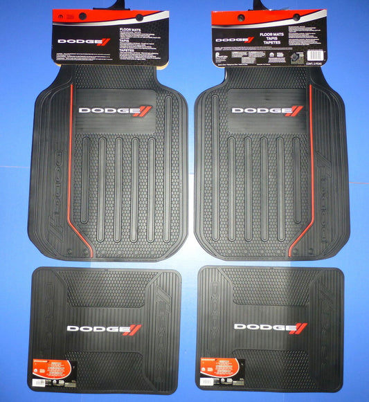 Dodge Front Rear Rubber Floor Mats 4 Pcs Set  Hemi R/T Challenger Charger Elite