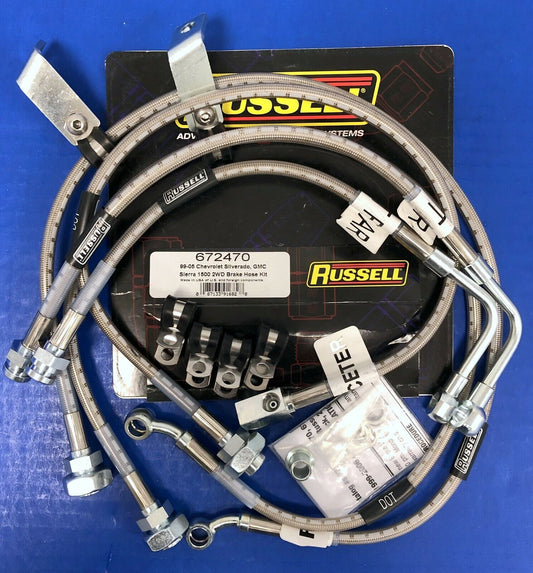 Russell 672470 Stainless Brake Hose Line Kit 1999-06 C1500 Silverado Sierra 2WD