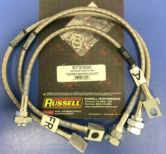 Russell 672300 Stainless Steel  Brake Hose Kit Chevy GMC C10 C20 1973-78 2WD