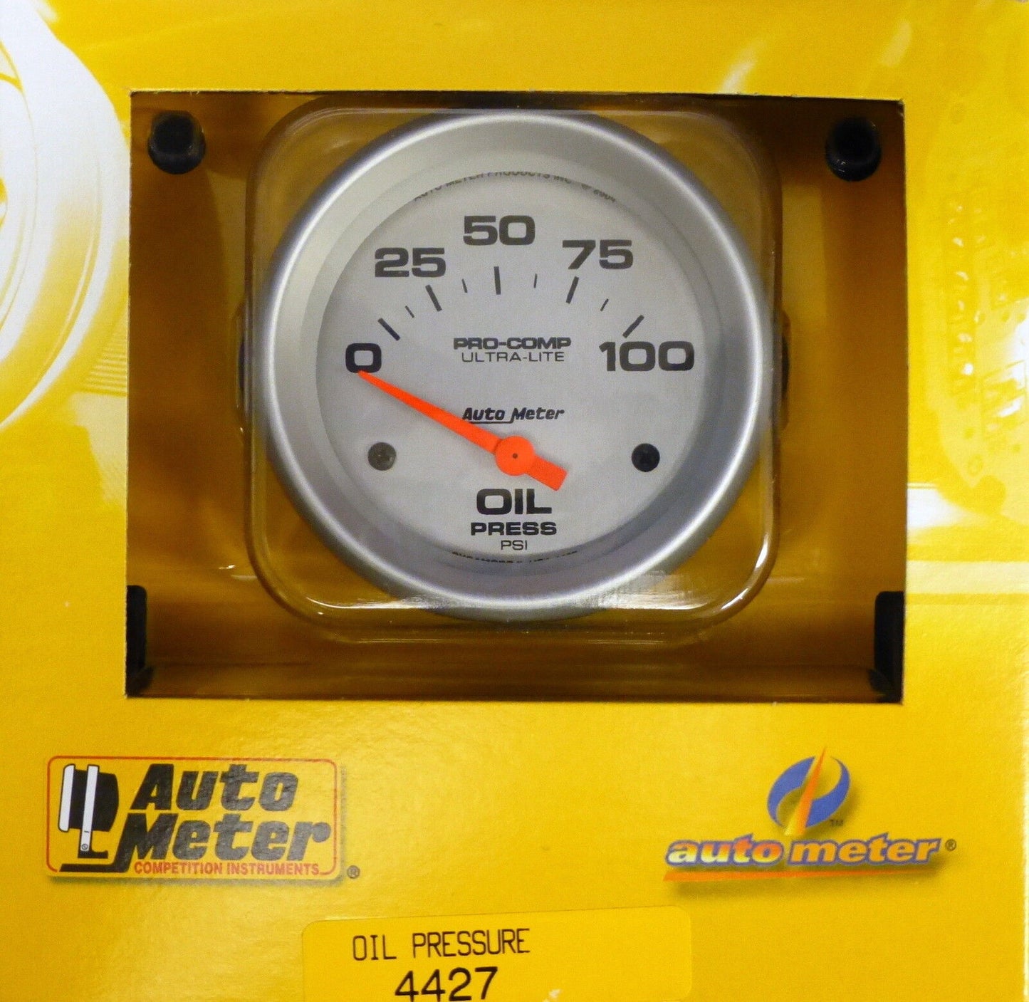 Auto Meter 4427 Ultra Lite Pro Comp Oil Pressure Gauge Electric 0-100 PSI 2 5/8