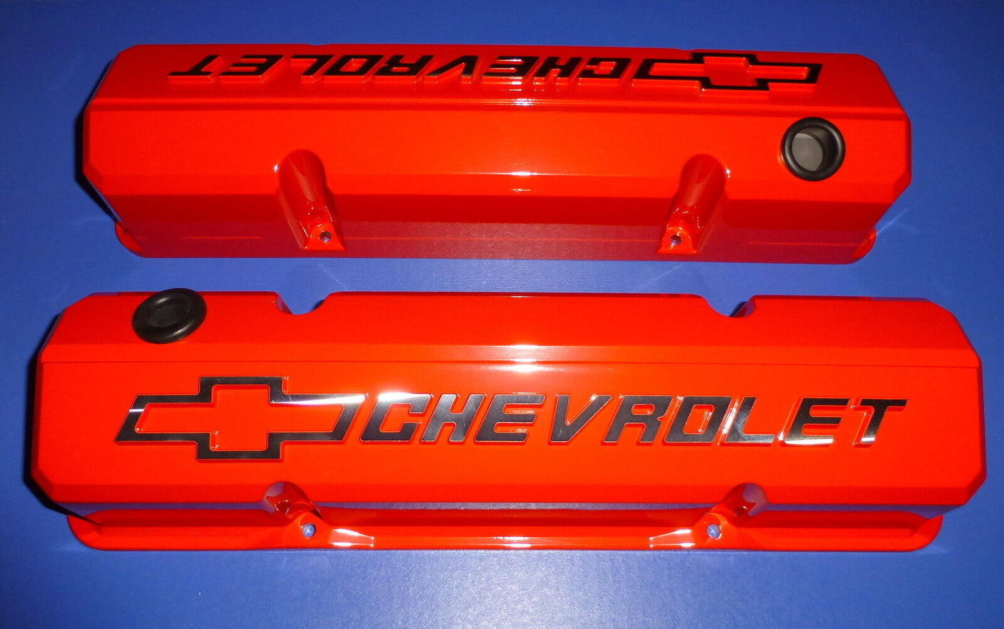 Proform 141-924 Chevy Small Block Slant Edge Cast Aluminum Valve Covers Orange