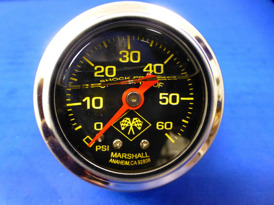 Marshall Gauge 0-60 psi Fuel Pressure Oil Pressure 1.5" Midnight Chrome Liquid