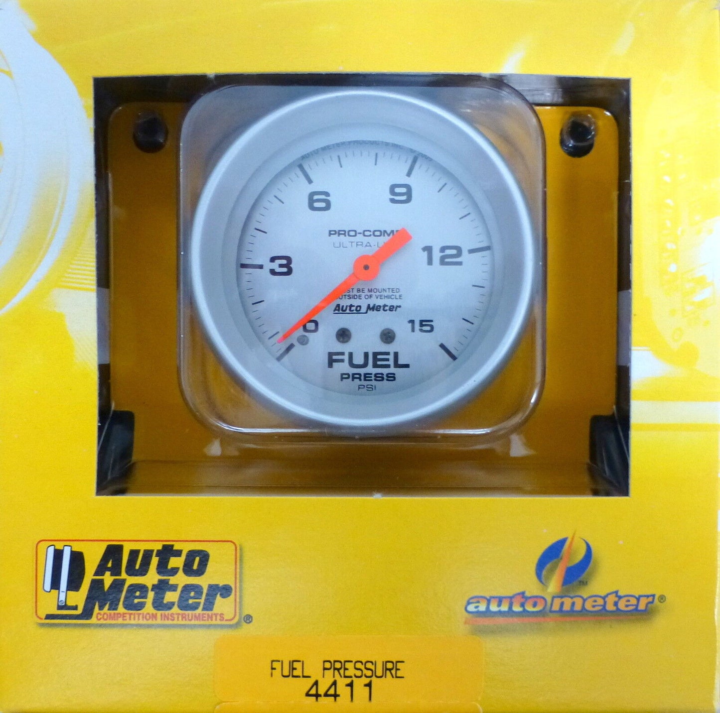 Auto Meter 4411 Ultra Lite Pro  Mechanical Fuel Presure Gauge 0-15 PSI 2 5/8"