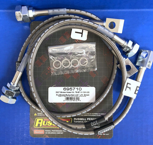 Russell Stainless Brake Hose Line Kit 1979-87 Chevy GMC K1500 K2500 4WD 4" Lift