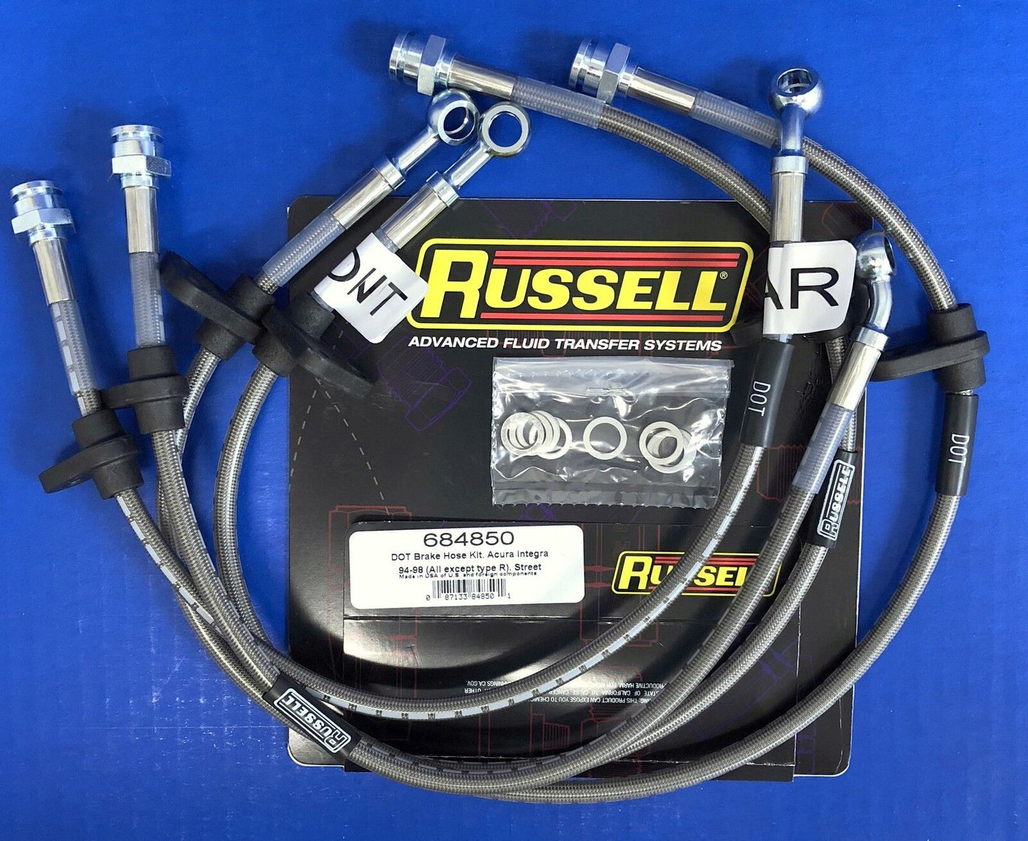 Russell 684850 Stainless Steel Brake Hose Line Kit Acura Integra1994-01 LS GSR