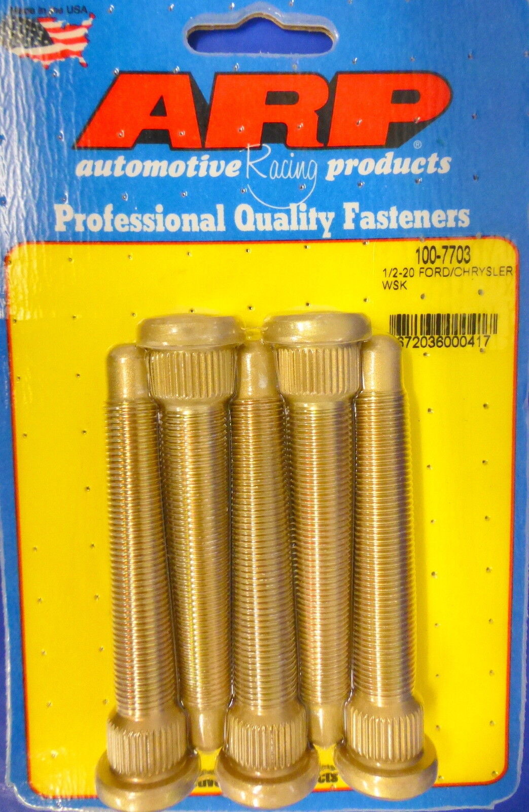 ARP 100-7703 Wheel Studs Ford Disc Mopar Drum 1/2-20 Set of 5 pcs .625" Knurl