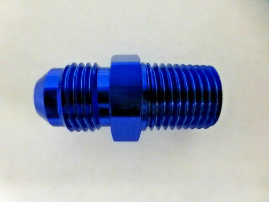 Russell 660440 Straight Male Adapter Fitting AN6 -6 6AN Flare to 1/4 NPT Blue