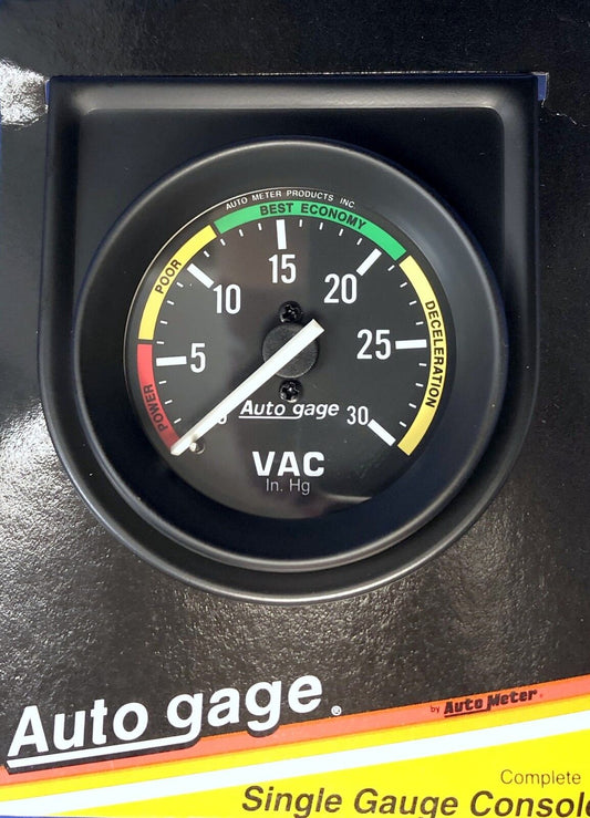 Auto Meter Autogage 2337 Black Single Gauge Consol, 2" Vacuum Gauge