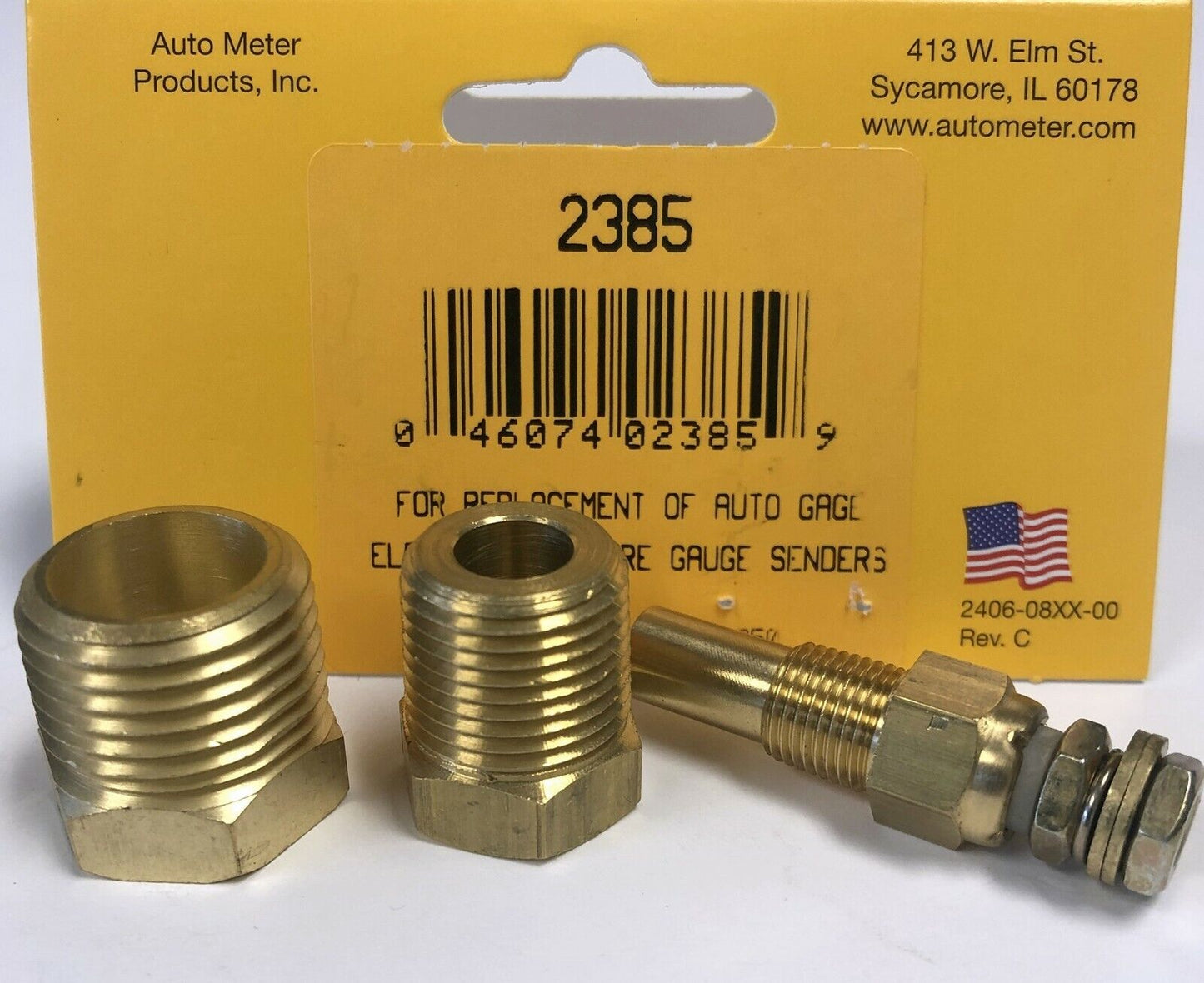 Auto Meter 2385 1/8 NPT Sender Temperature Auto Gage Gauge 3/8" 1/2" Adapter