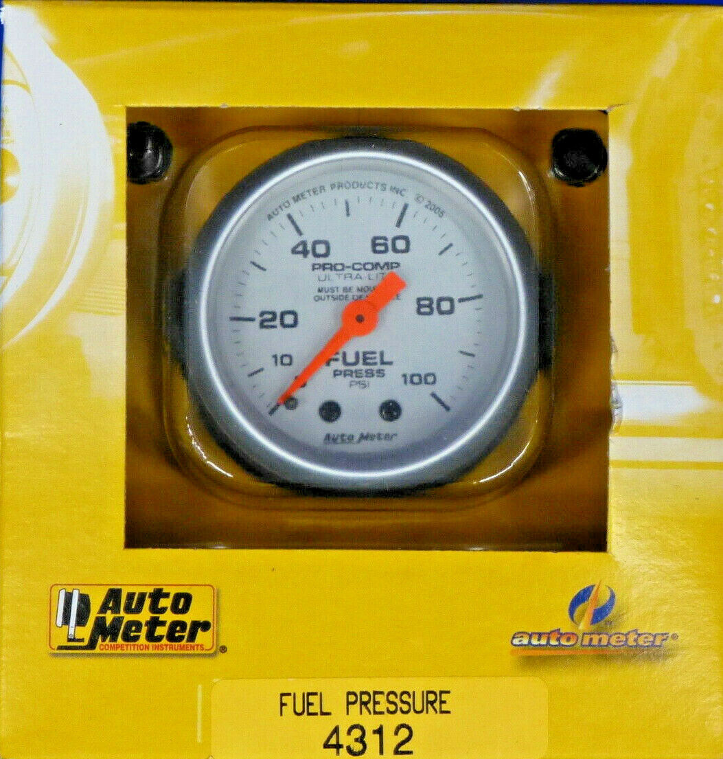 Auto Meter 4312 Ultra Lite Mechanical  Fuel Pressure Gauge 2 1/16  0-100 PSI