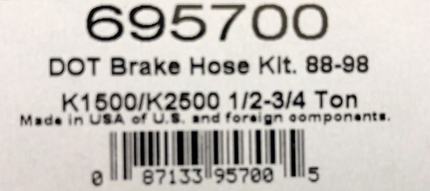 Russell Stainless Brake Hose Line Kit 1989-98 Chevy GMC K1500 K2500 4WD 4" Lift