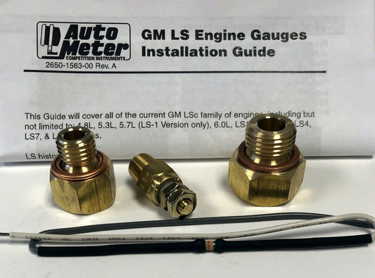 Auto Meter 5284 Gauge Adapter Installation Fitting Kit Sensor GM LS  Engine