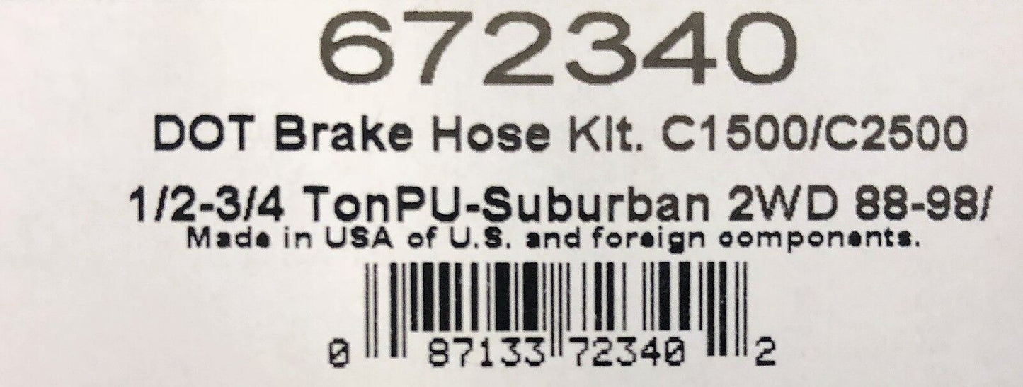 Russell 672340 Stainless Brake Hose Line Kit 1989-98 Chevy GMC C1500 C2500 2WD