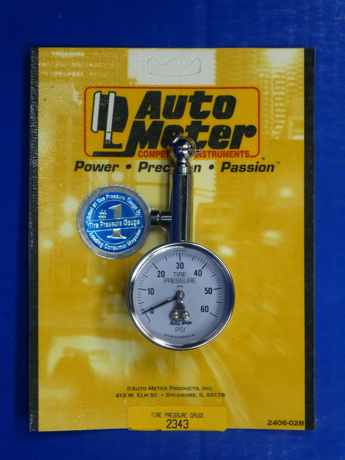 Auto Meter 2343 Tire Pressure Gauge Autogauge with peek Hold 0-60 PSI Autometer