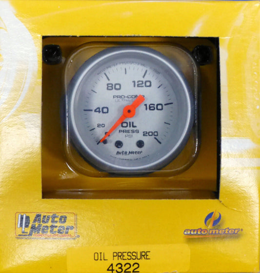 Auto Meter 4322 Ultra Lite Mechanical Oil Pressure Gauge 0-200 PSI 2 1/16