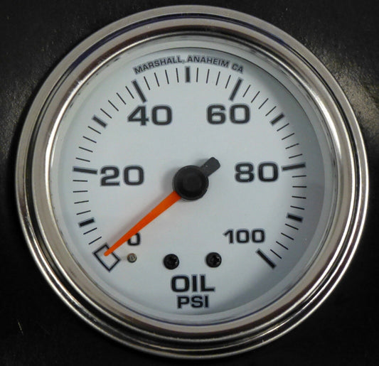 Marshall Comp II 3213 Mecanical Oil Pressure Gauge 2 5/8" White Dial 0-100 PSI