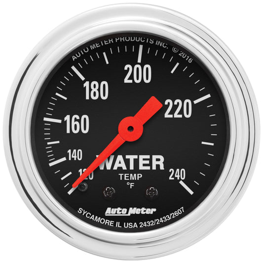 Auto Meter 2432 Traditional Chrome Mechanical Water Temp Gauge120-240F 2 1/16"