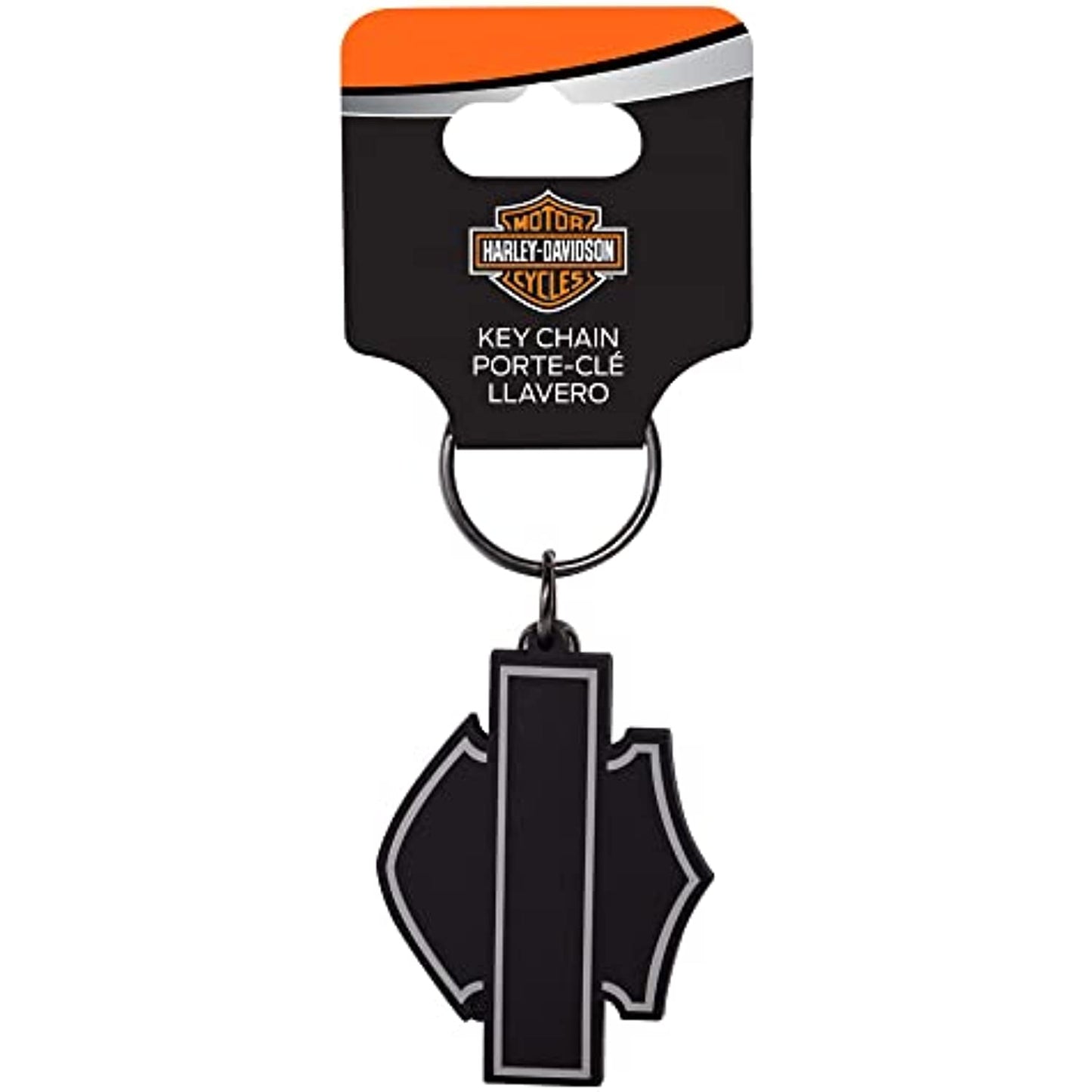 004521R Harley-Davidson PVC Key Chain Silhouette Bar & Shield Black and Gray