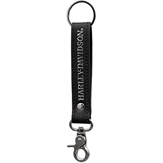 Harley-Davidson Black Vinyl Willie G Skull Strap Key Chain With Silver Text 4542