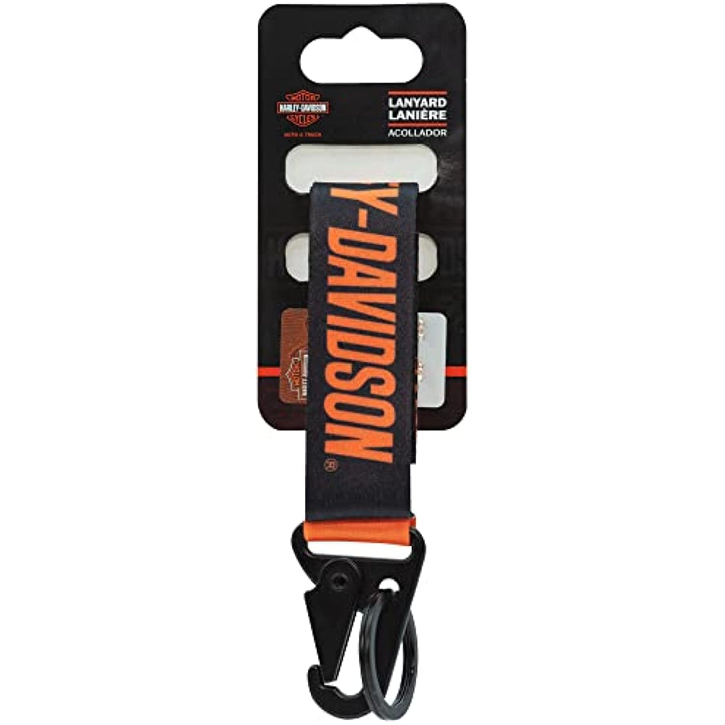 Classic Orange Harley-Davidson Text Wristlet Lanyard Style Key Chain 4532