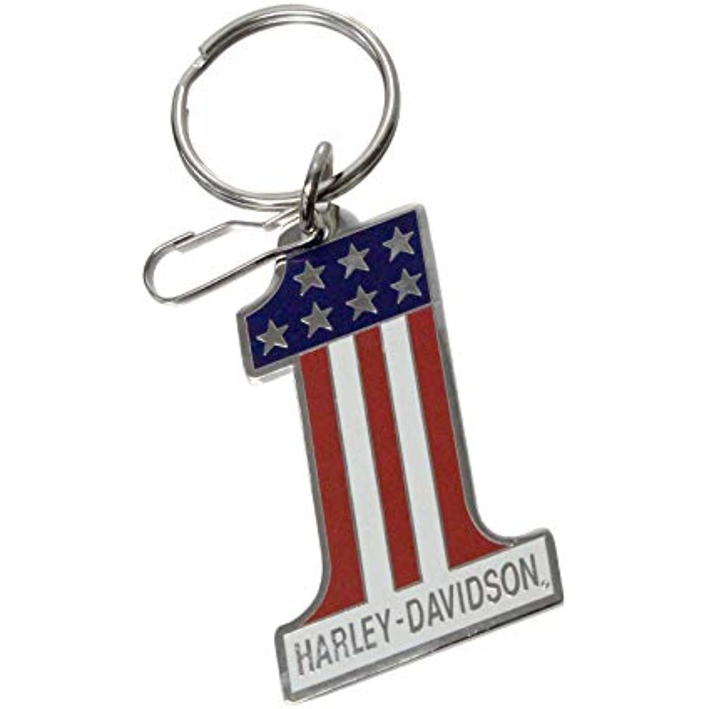 Harley-Davidson #1 Logo Red, White & Blue Enamel Key Chain  PC4321