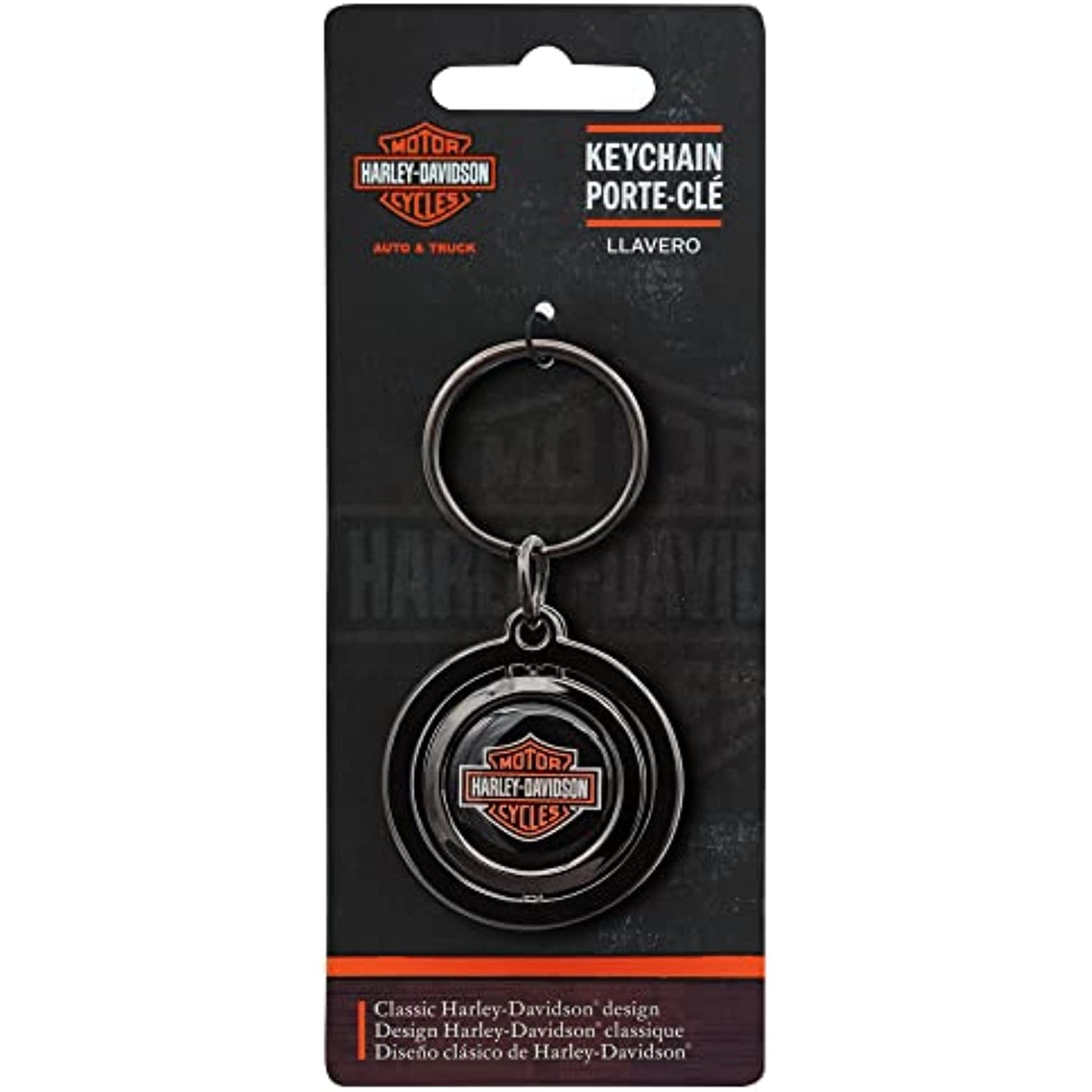 Harley-Davidson Classic Orange Bar and Shield Spinner Key Chain 4528