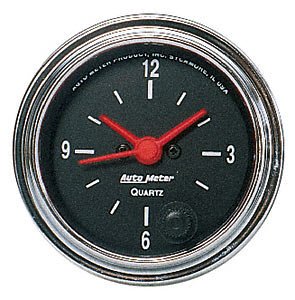 Auto Meter 2585 Traditional Chrome Clock Black Face Red Pointer 2 1/16"