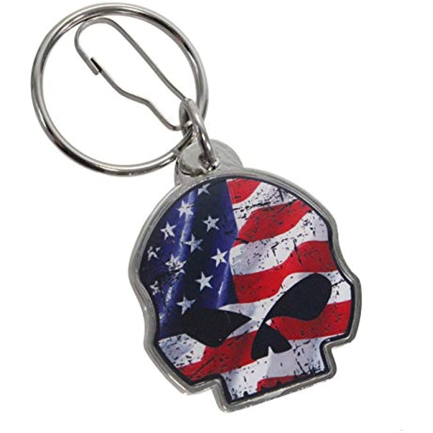 Harley-Davidson Willie G Skull Patriotic American Flag Keychain Red White Blue