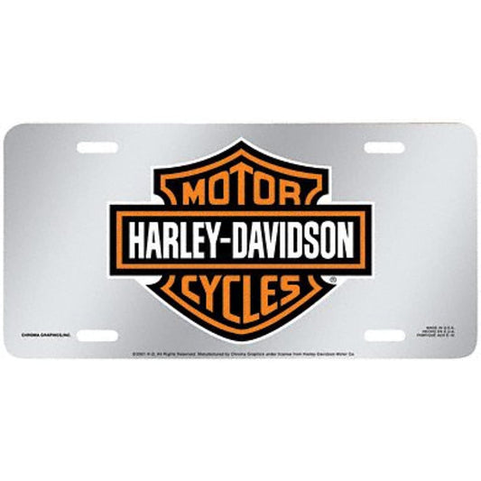 Harley Davidson Acrylic Mirror Finish Orange Bar and Shield Logo License Plate