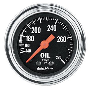 Auto Meter 2441 Traditional Chrome Mechanical Oil Temp Gauge 140-280 F, 2 1/16"