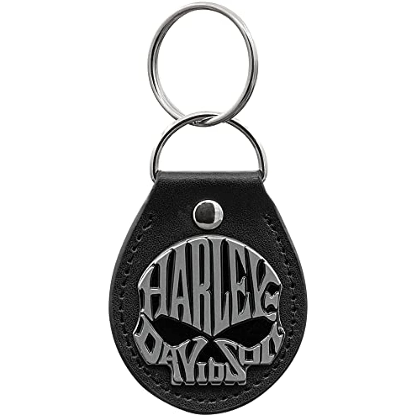 Harley-Davidson Willie G Skull Brusched Metal on Black Vinyl FOB Key Chain 4546