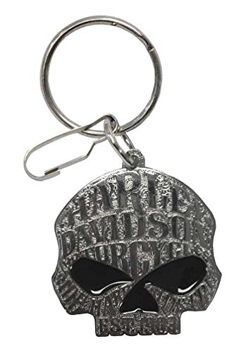 HARLEY-DAVIDSON Willie G Sugar Skull Logo Enamel Key Chain, Silver 4382