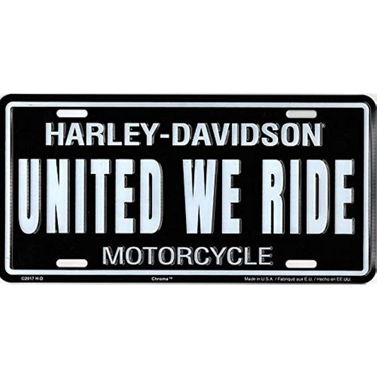 Harley Davidson United We Ride” Black  Embossed Aluminum Metal License Plate Tag
