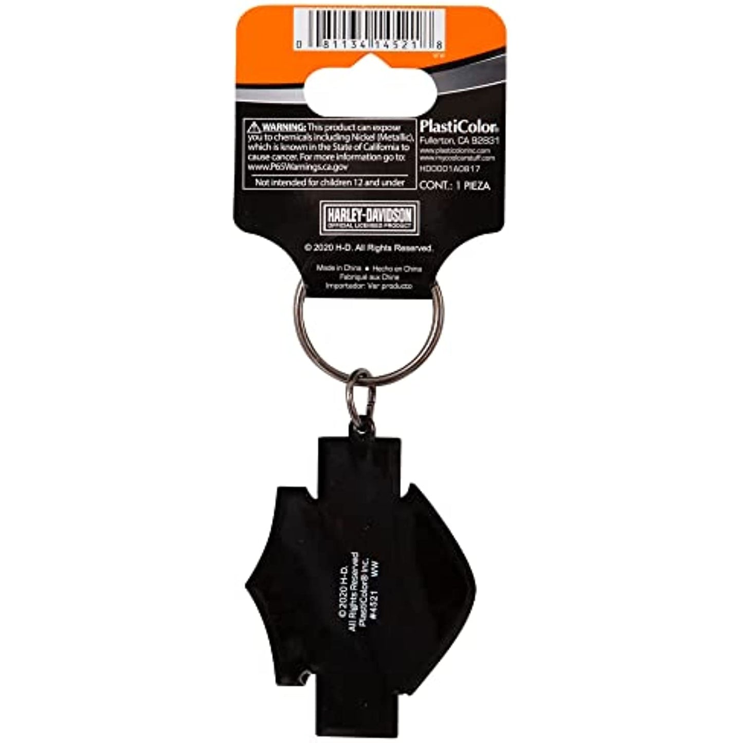 004521R Harley-Davidson PVC Key Chain Silhouette Bar & Shield Black and Gray