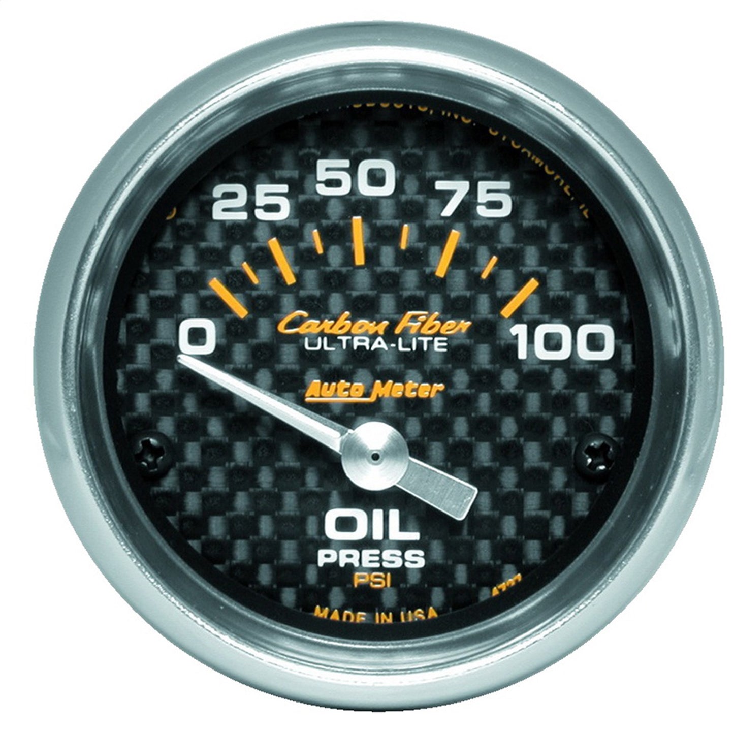 Auto Meter 4727 Carbon Fiber Electric Oil Pressure Gauge 0-100 psi 2 1/16 52mm