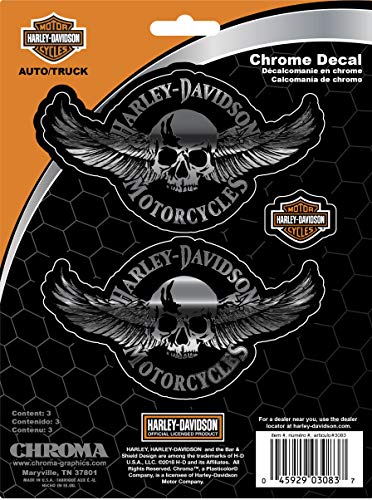 Harley-Davidson Willie G Skull With Wings Classic Emblem Decal 2pcs 2 1/2x 4 1/2