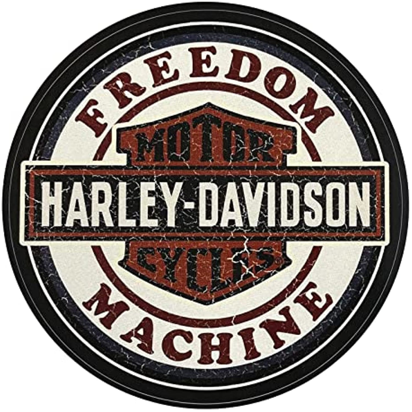 CG25116 Harley-Davidson Aged Vintage Freedom Machine Badge 5 1/4" Round Decal