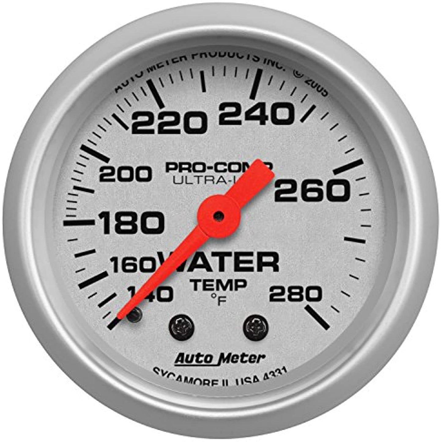 Auto Meter 4331 Ultra-Lite Mechanical Water Temp Gauge 140-280 Deg 2 1/16 52mm