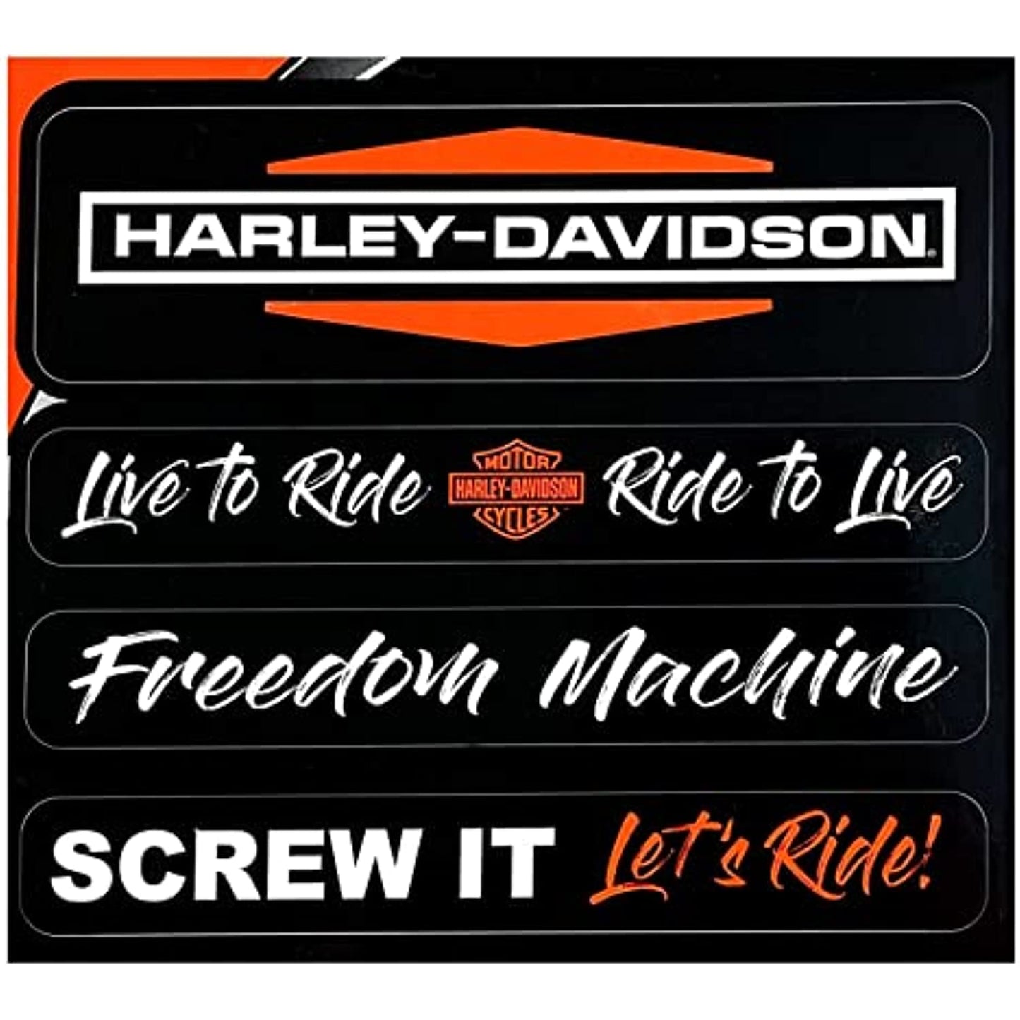 Harley-Davidson 25120 4pc Slogans Decal Kit Live To Ride, Freedom Machine