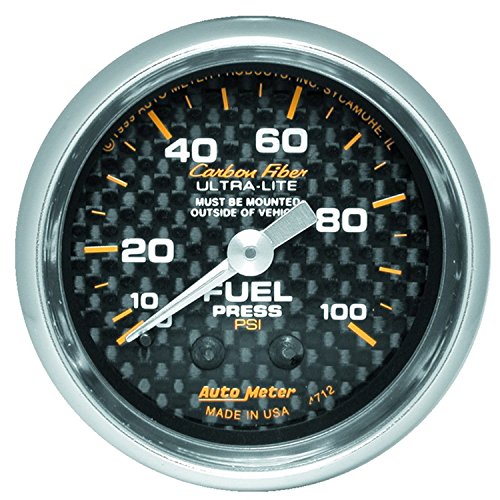 AUTO METER 4712 Carbon Fiber Mechanical Fuel Pressure Gauge 0-100 psi 2 1/16, 52