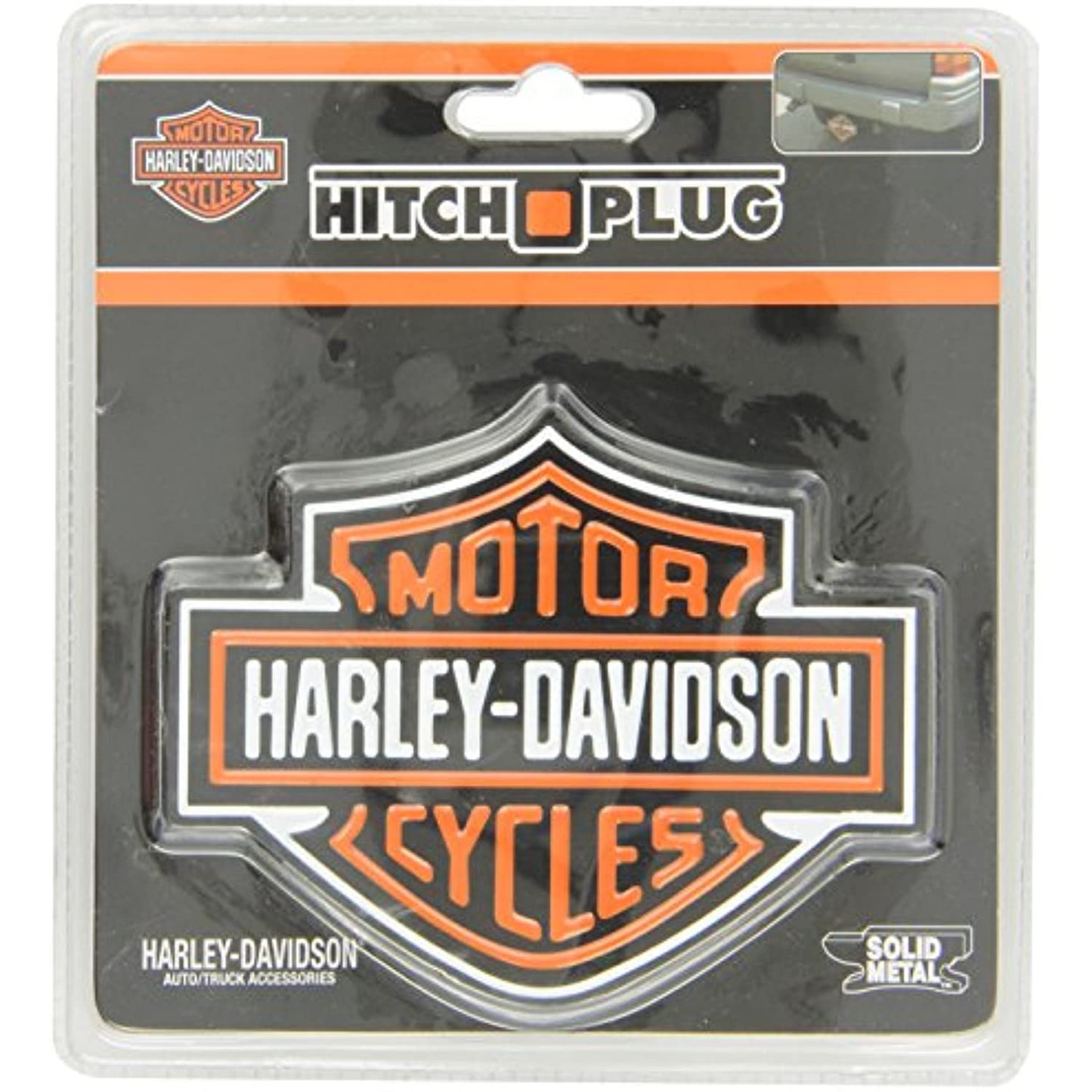 Harley Davidson Bar & Shield Orange Hitch Cover 2" & 1.25" Receiver Plug