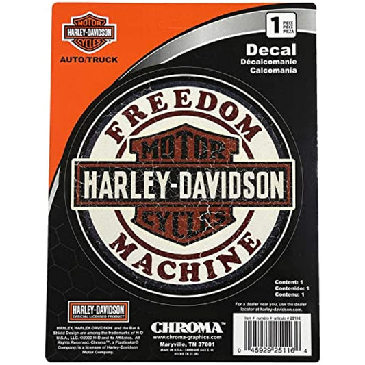 CG25116 Harley-Davidson Aged Vintage Freedom Machine Badge 5 1/4" Round Decal