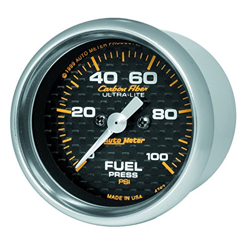 Auto Meter 4763 Carbon Fiber Electric Fuel Pressure Gauge 0-100 psi 2-1/16" 52mm