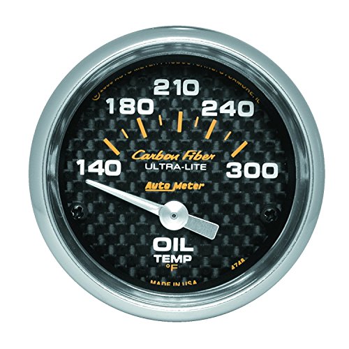 AUTO METER 4748 Carbon Fiber Electric Oil Temperature Gauge 140-300 F  2-1/16"